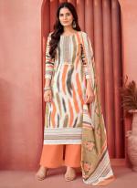 Pure Cotton Peach Daily Wear Printed Salwar Suit